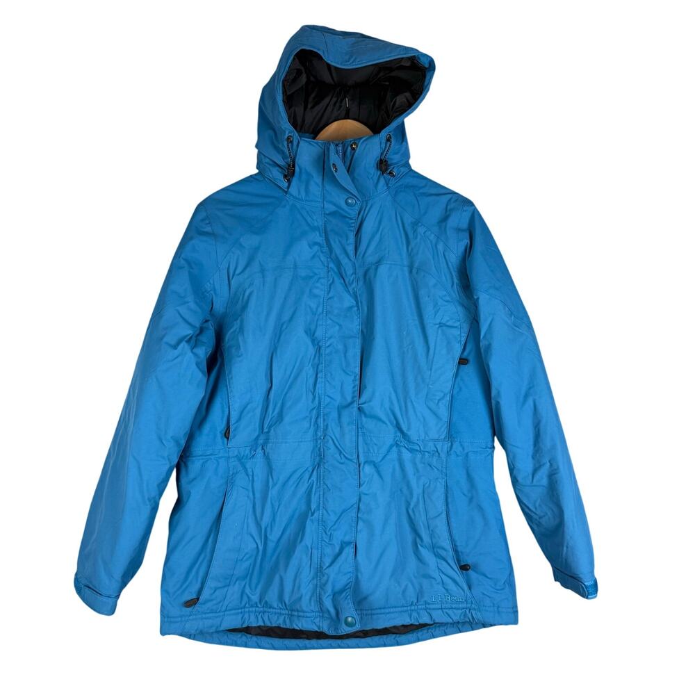 LL Bean Rugged Ridge Teal Blue Women's Parka Winter Insulated Ski Coat Hood M